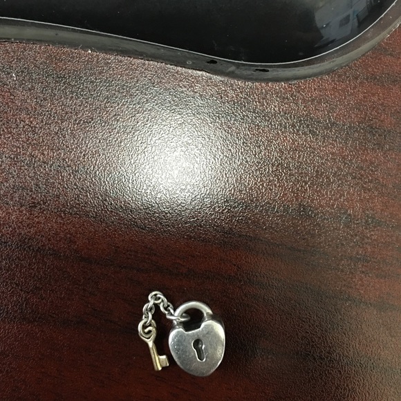Pandora heart lock charm with gold key. RETIRED - Picture 3 of 12